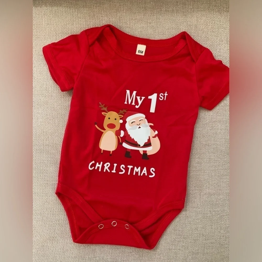 Baby First Christmas Santa Red Onesis